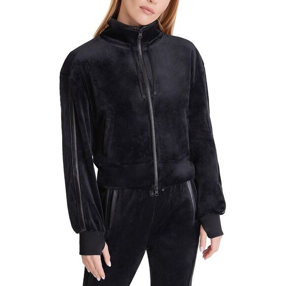 blanc noir Jackets & Blazers - Blanc Noir Women's Black Velvet Zip-Up Jacket XS NWT